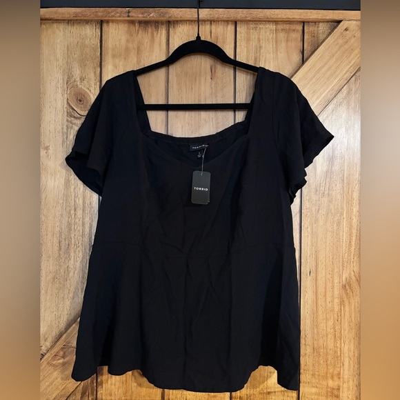 TORRID - 1X - Black Flutter Sleeve Blouse - Picture 1 of 4